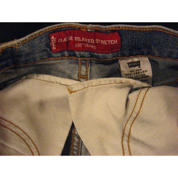 LEVIS Zipper 550 CUTOFF JEAN SHORTS 27 RELAXED Juniors Red Tab STRETCH Blue - Picture 10 of 11